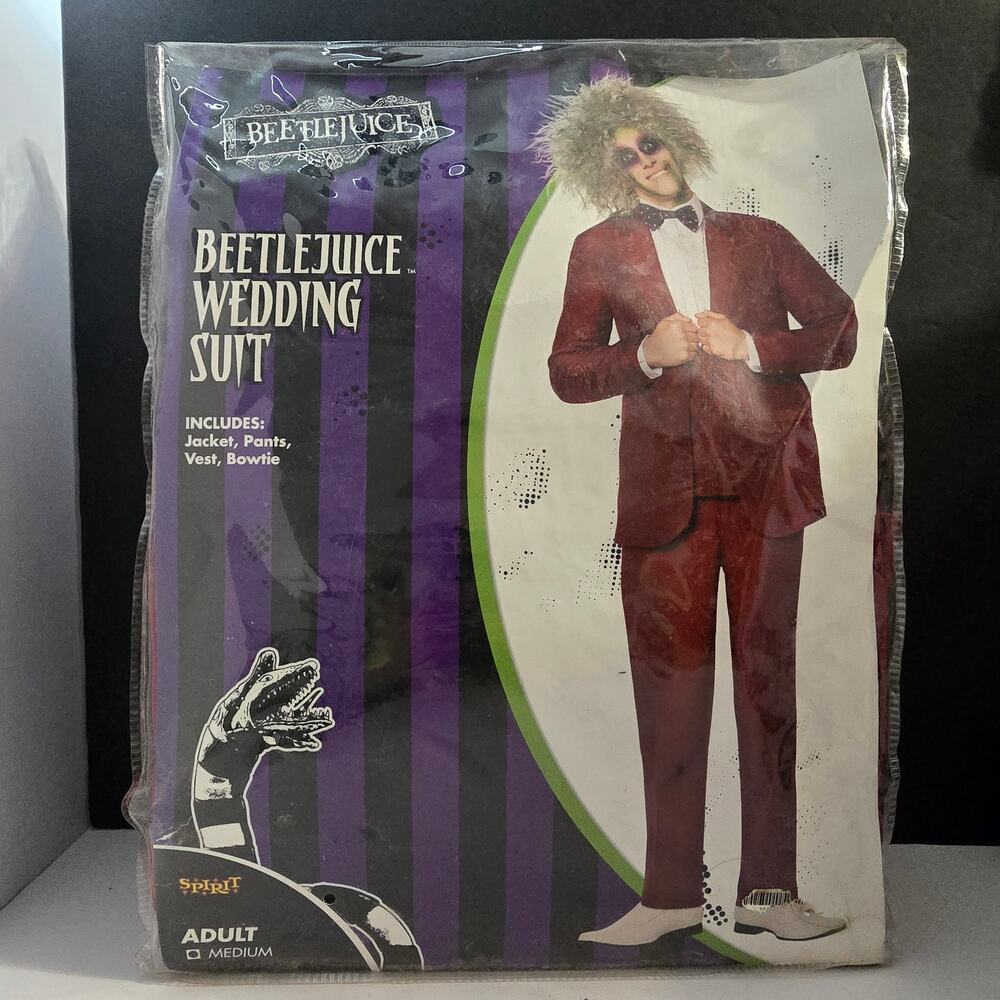 Spirit Halloween Beetlejuice Wedding Suit Costume Adult Medium Complete 4 piece